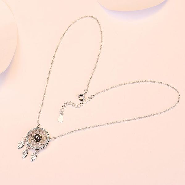 

изысканный циркон dreamcatcher подвески колье для женщин trend короткие ключицы цепи 925 ювелирных изделий стерлингового серебра san95, Silver