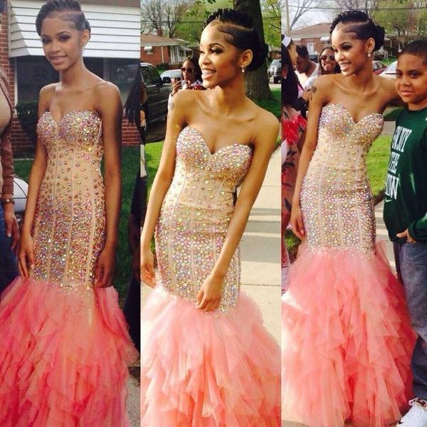 

gorgeous sweetheart crystal beads satin tulle mermaid prom dresses 2019 backless evening dresses pageant gown arabic party dress, Black