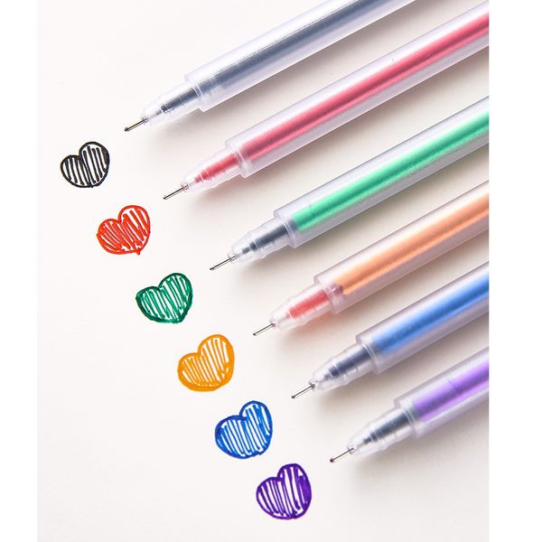 

6pcs simple design color gel ink pen set matte body ballpoint 0.5mm liner marker pens for drawing highlighting school a6080