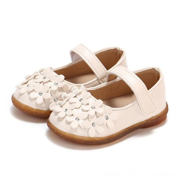 

2020 new baby girls baby first walkers for girls princess flower dress kids flat shoes toddler pu leather shoes, Black;grey