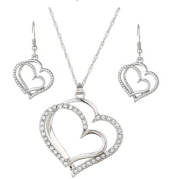 

сердце свадебные ожерелье серьги набор rhinstone кластер silver gold tone ювелирные наборы свадьба ювелирные аксессуары, Golden;silver