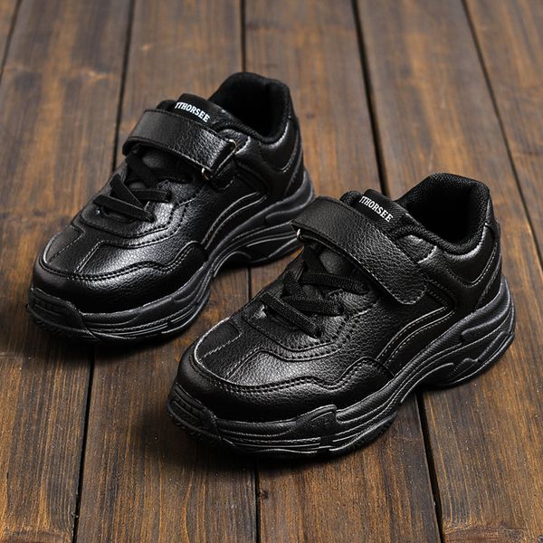 

fashion solid color kids boy girl sneakers casual children shoes non-slip velcrok kids shoes shcool, Black;red