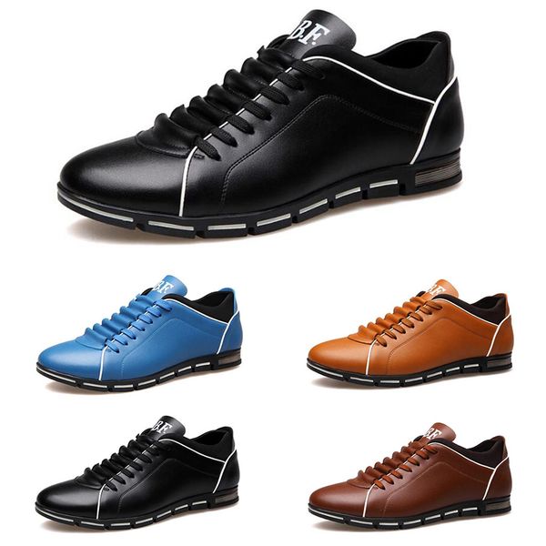 

2020 fast shipping men casual leather shoes black red chestnut light blue fashion mens sneakers flat shoe outdoor walking size 40-45 #21
