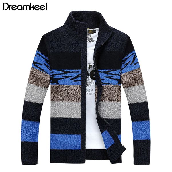 

2019 autumn new men's thick sweatercoat sweaters male winter knitted wool jackets outerwear slim fit patchwork sweater y, White;black