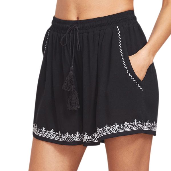

women shorts summer shorts plus size casual print summer high waisted short plus size short for women #605, White;black