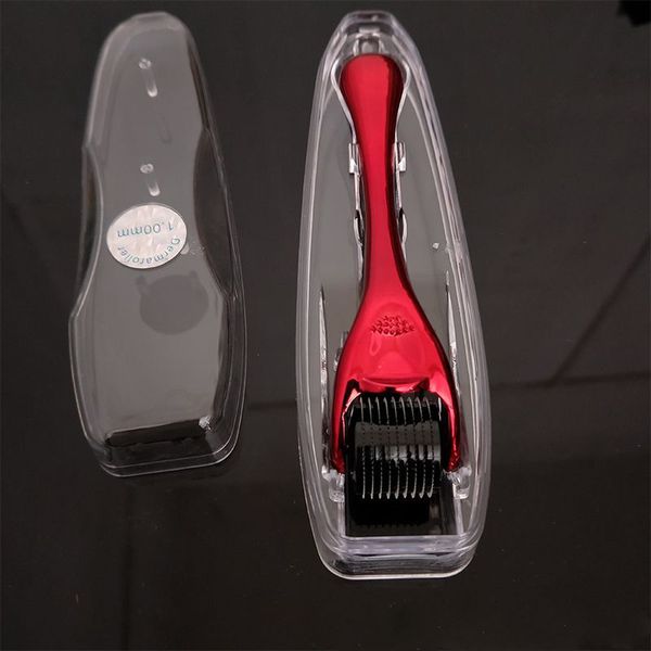 540 pin Microneedle Roller Derma Roller Micro Needles Skin Therapy Care 0.2-3.0mm Manico rosso con rullo nero