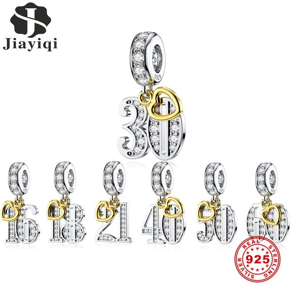 

jiayiqi special significance digital charms 925 sterling silver cz beads fit women charms bracelets diy jewelry making, Blue;slivery