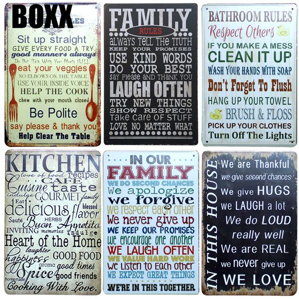 

family rule band chic home bar vintage metal signs home decor vintage tin signs pub vintage decorative plates metal wall art