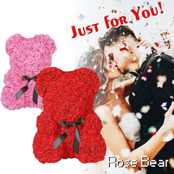 

rose bear 40cm teddy bear artificial foam flowers gift box for valentine's day gift wedding decoration dropshipping