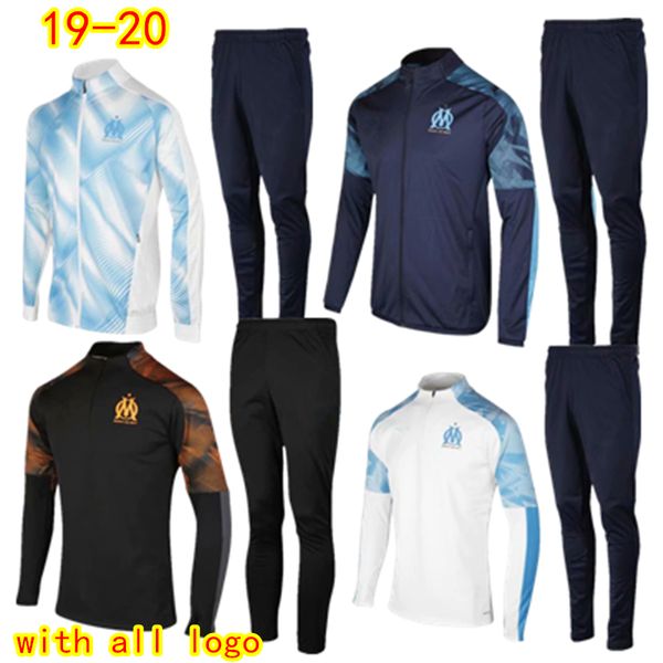 

thai quality marseille autumn winter tracksuit long sleeve training suit 2019 2020 football jacket pants payet .gustavo thauvin coat, Black;yellow