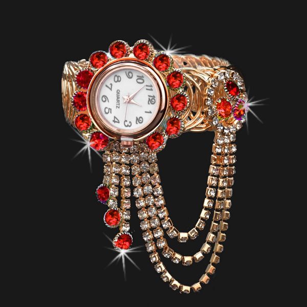 

hollowed-out full diamond stone stone bracelet quartz watch versatile personalized women's bracelet watch, Blue