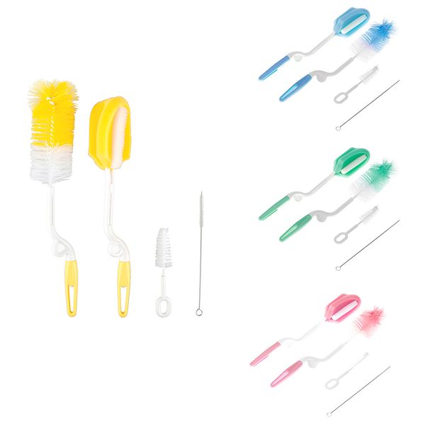 

4 pcs/ set baby bottle brush sponge nipple straw feeder cleaner kids accessories