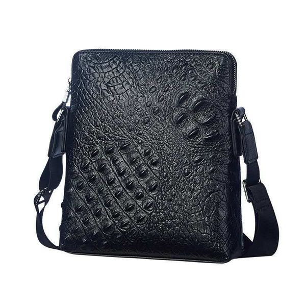 

fashion designer genuine leather single shoulder messenger crossbody bag business men cowhide embossed travel work handbag black