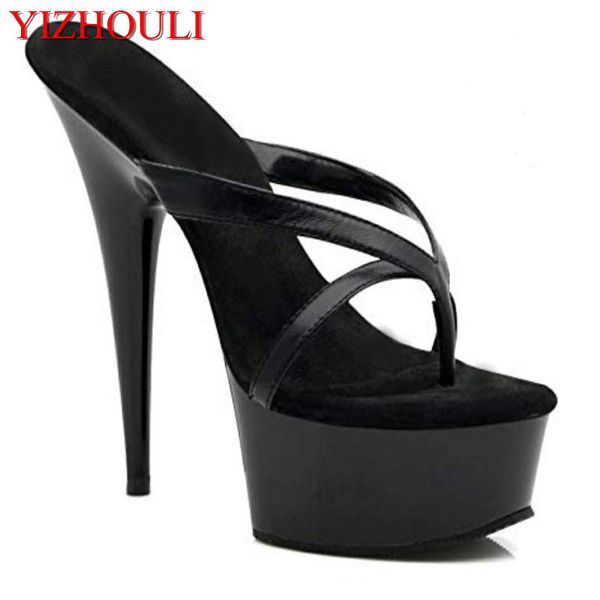

stylish 15 cm high heel princess flip-flops, stage show heels, pu pole dancing shoes
