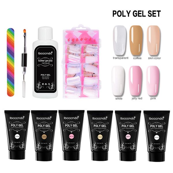 

30ml 6 bottles/set of nail art extend gel set practical uv light therapy nail gel extension value discount kit tools, Red;pink