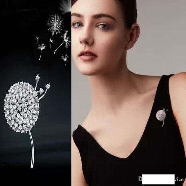 

925 стерлингового серебра одуванчик ювелирные изделия броши цирконий броши unisex pins свадебной моды броши 2017 года горячий, Gray