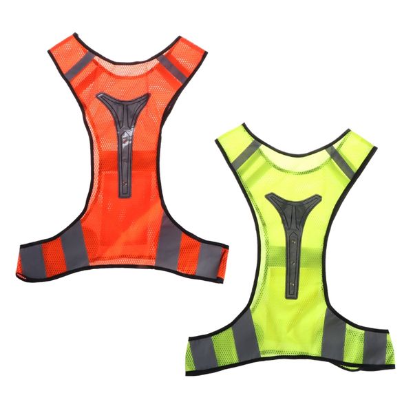 

cycling reflective vest led running outdoor safety jogging breathable visibility, Black