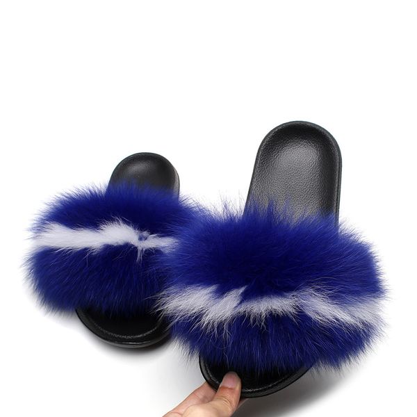 

real fur slippers kids toldder fur child home slides girl flop flips raccoon fluffy cute flats summer children indoor, Black;grey