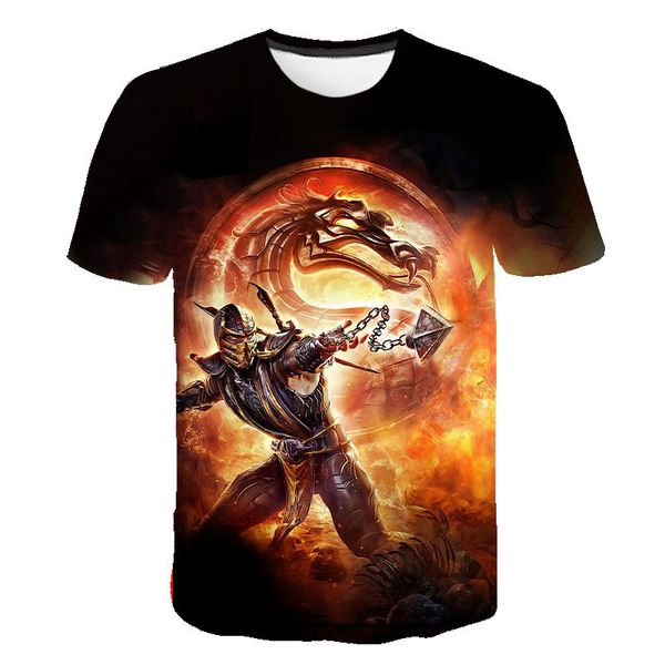 

new mortal kombat 3d t-shirt men and women t-shirt 2020 fighting game fashion personality men and women, White;black