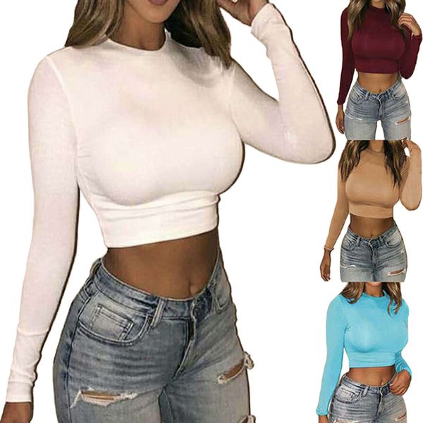 

women's t-shirt 2021 fashion long sleeve color white black o neck casual spring winter body women street wearh summer