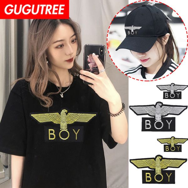 

gugutree embroidery big eagle boy patch animal cartoon patches badges applique patches for clothing fd-31, Black