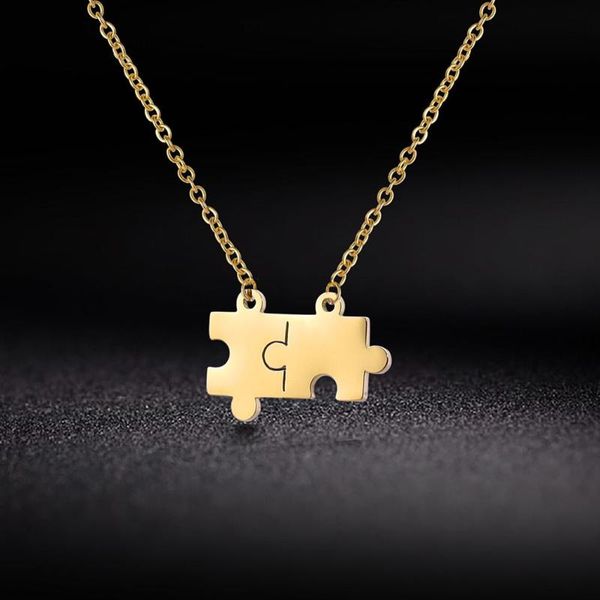 

chains lemegeton puzzle pendant necklace stainless steel for women lover's gold and silver color punk jewelry