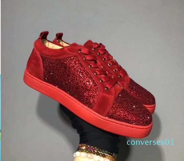 

designer sneakers red bottom spikes flat velours suede sneakers iron grey men trainers 100% real leather party co01, Black