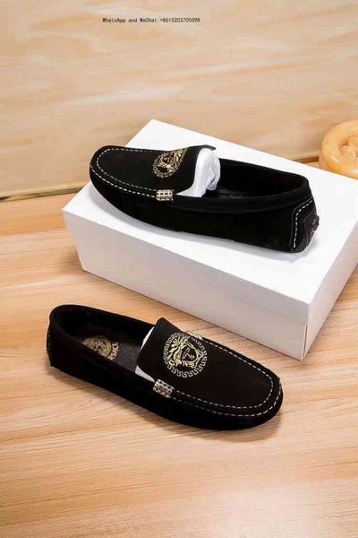 

men's shoes brand genuine leather casual driving oxfords flats mens loafers moccasins italian, Black