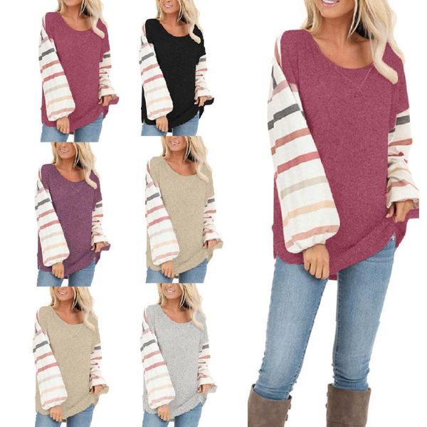 

new shirt women solid color stitching knotted off-shoulder long sleeve poleras camiseta mujer women harajuku shirt, White