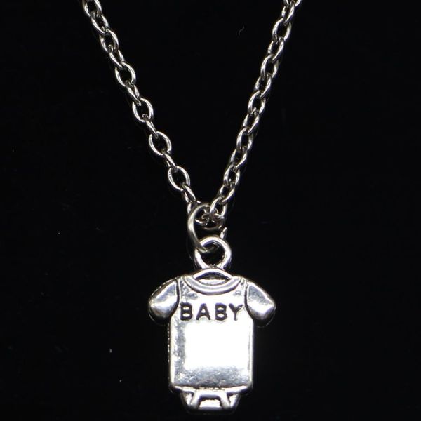 

20pcs new fashion necklace 17x12mm baby onesie coverall cloth silver pendants short long women men colar gift jewelry choker