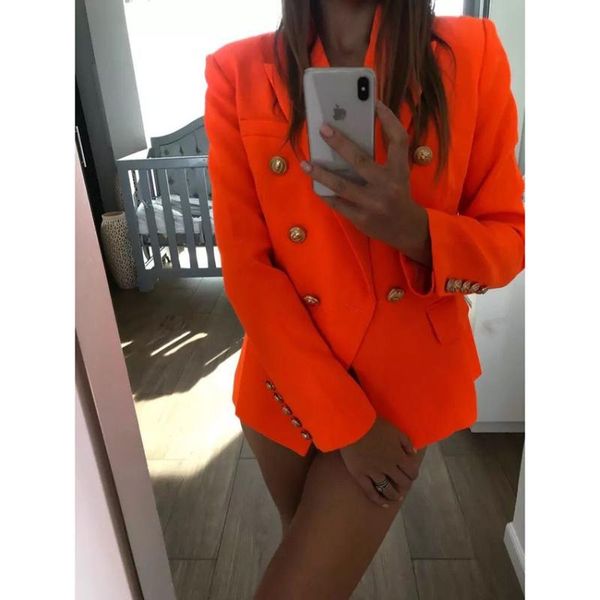 

ukcnsep women blazer and jacket 2020 runway metal buttons women blazer long sleeve double breasted runway, White;black