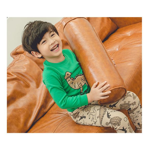 

kids boys cotton blend long sleeve dinosaur print round neck thermal underwear two-piece long trousers outfit clothes set, Blue;red