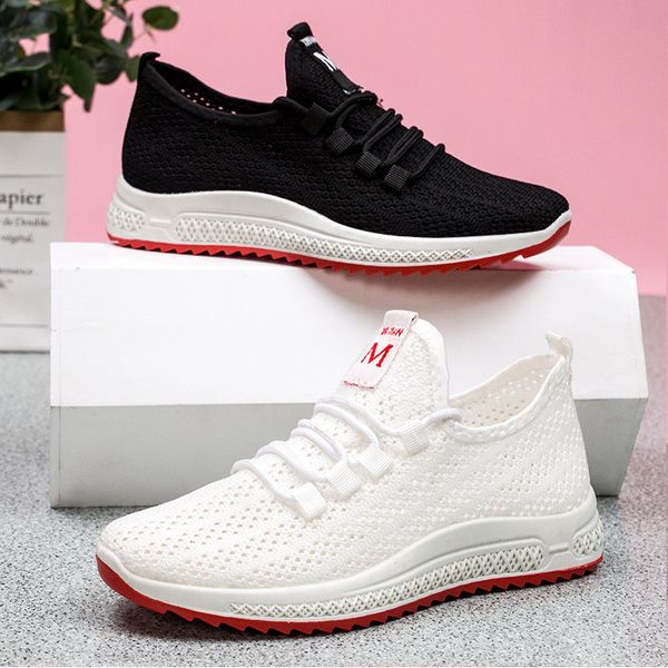 

2020new trendy fashion women's shoes woven mesh breathable casual women's shoes comfortable and wear-resistant, Black