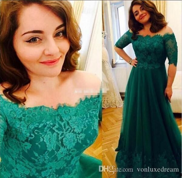 

dark green formal mother of the bride dresses half sleeve off shoulder lace appliques plus size mother dress wedding guest gowns cheap, Black;red