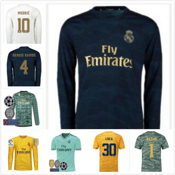 

2019 2020 real madrid soccer jersey hazard home away soccer shirt asensio isco marcelo madrid 19 20 football uniforms, Black;yellow