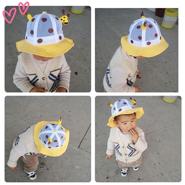 

newborn baby hat cotton cute animal giraffe sun hat fisherman newborn pgraphy props gift, Yellow