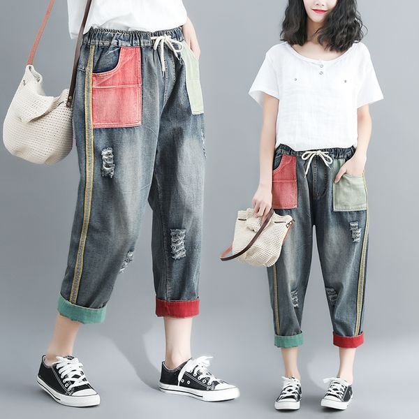 

2019 season literature hit color wash do used jeans woman easy will code knicker haren's pants, Blue