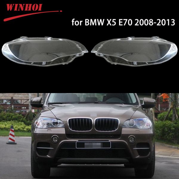 

car headlight headlamp clear lens auto shell cover for x5 headlights cover e70 2008-2013 transparent lamp hood lens