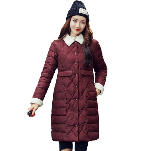 

chest buttons women's winter jacket, neck change women's long tail tightweight overcoat autumn paka ladies, Black