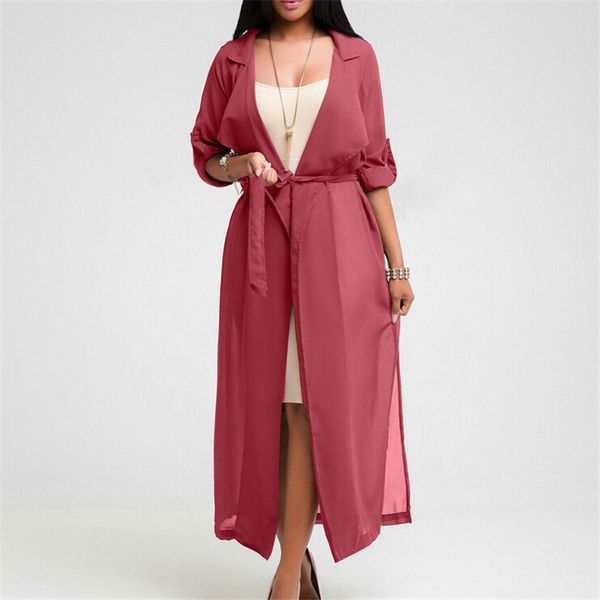 

women long sleeve casual cardigan coat jacket ladies casual chiffon evening party oversized maxi jacket see through coat, Black;brown
