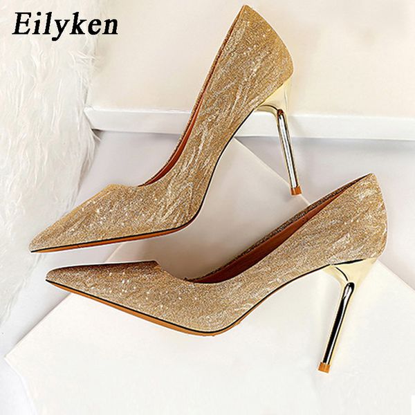 

eilyken european womens fashion pointed toe shallow thin high heel wedding bridal shoes summer sandals nightclub pumps, Black