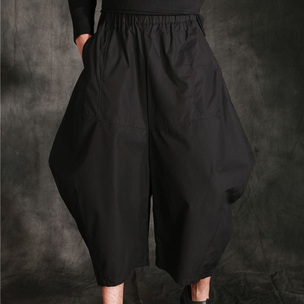 

нью-20108 мужская одежда gd супер широкий ноги брюки юбка широкая нога чисто шаровары певица костюмы, Black