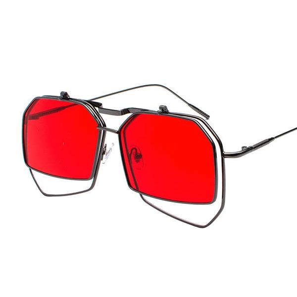 

gold steampunk flip up sunglasses men vintage red metal frame metal sun glasses for women 2019 uv400, White;black