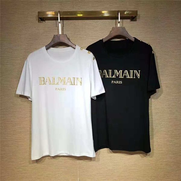 

2019 Balmain Mens Стилистой Футболка Black White Mens Fashion Стилист футболка с коротким рукавом Top S-XL