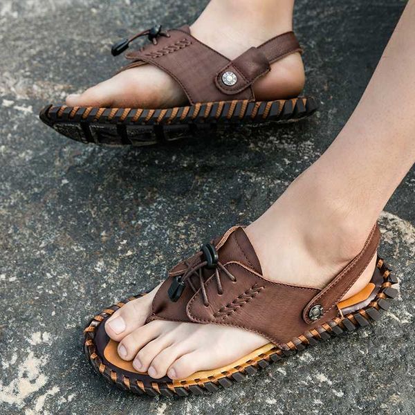 

slippers men flip flops summer beach sandals for flats high non-slip pu shoes plus size 44 outdoor casual 2021, Black