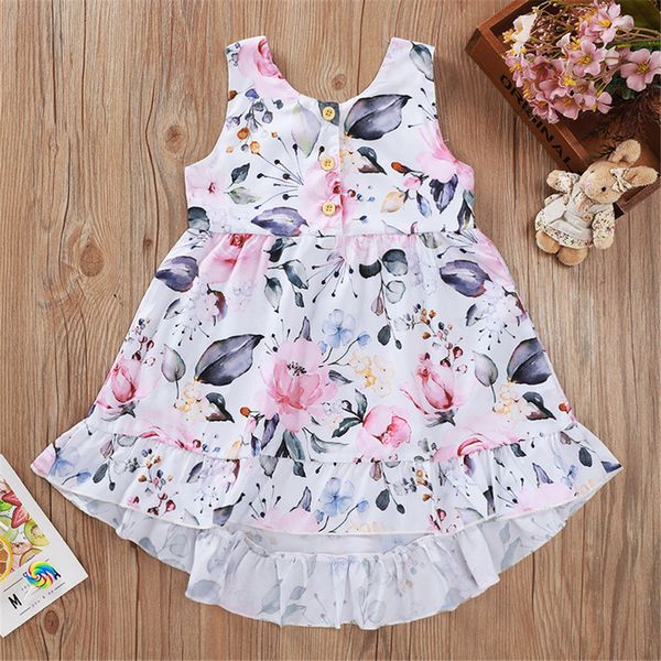 

малыш девушки платья летние дети цветочный принт рукавов платье принцессы для девочек 2-5 т одежда наряды baby girl повседневное платье t200, Red;yellow