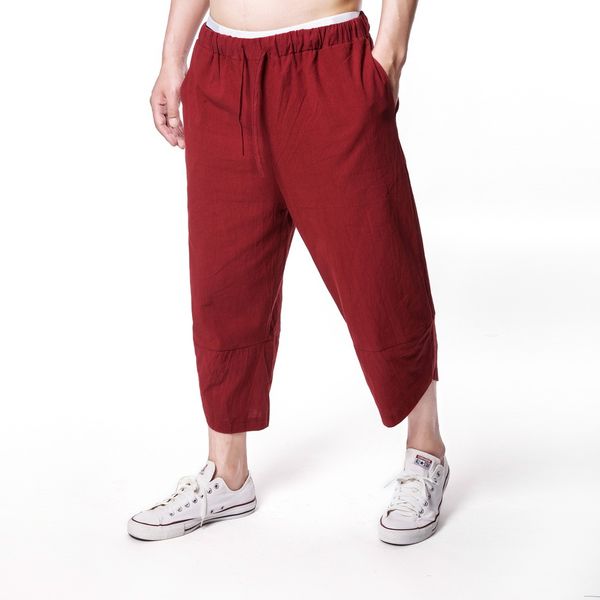 

heflashor new summer men cross-pants streetwear casual loose fitness clothing harem short men pantalones fashion pants, Black
