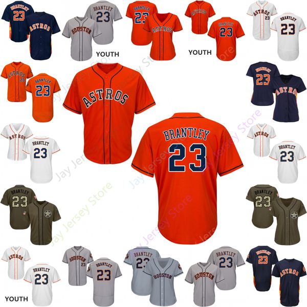 

2019 Houston 23 Michael Brantley Jersey Astros Jerseys Cool Base Flexbase Home Away White Black Red Grey Pullover Button Men Women Youth