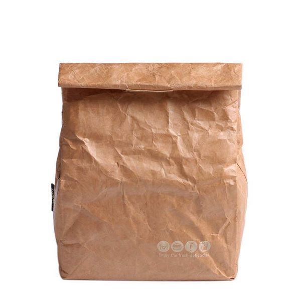 

6 l kraft paper lunch bags reusable insulated thermal merchandise grocery foldable storage bag insulation handbag bolsa aislante