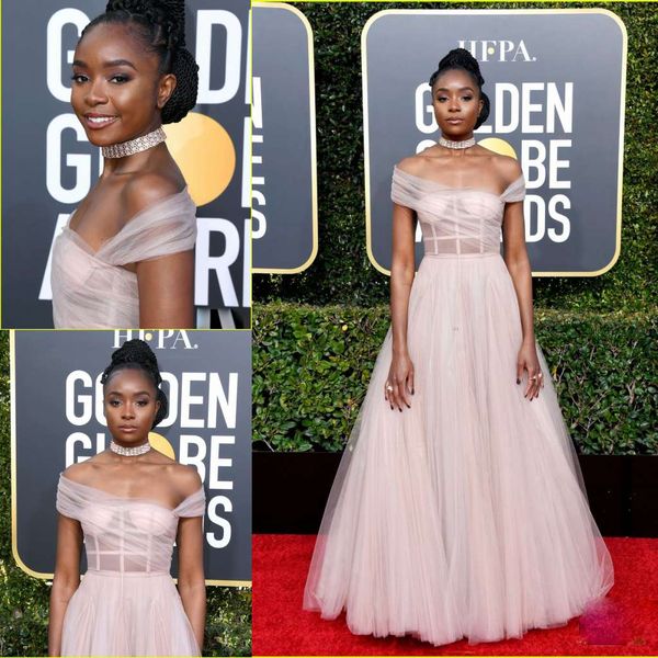 

2019 red carpet evening dresses off shoulder sleeveless backless pink tulle party gowns floor length plus size a line prom dresses, Black;red